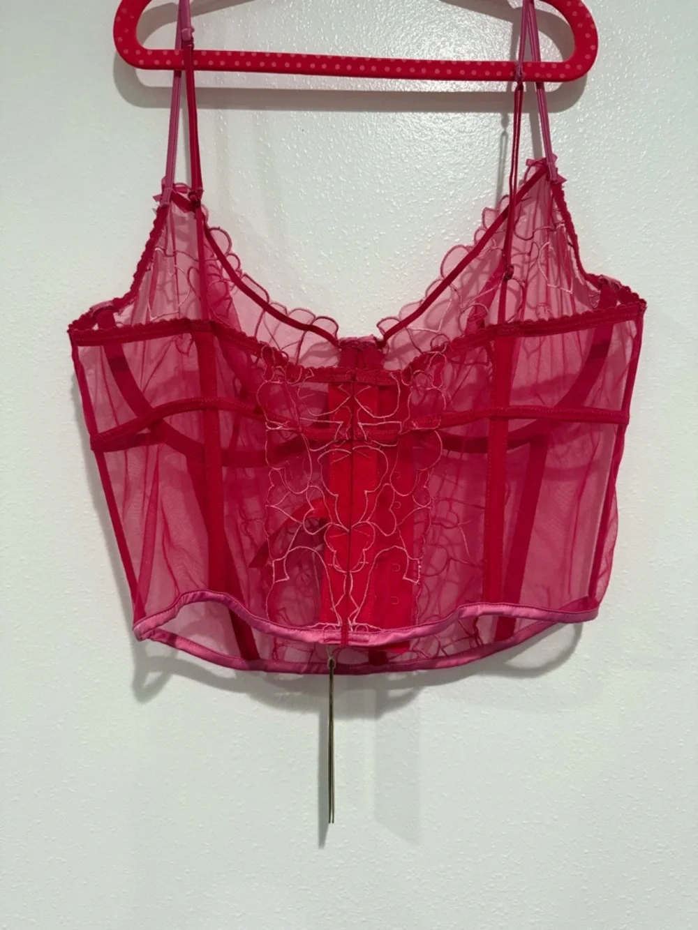 SKIMS Hot Pink Heart-Embroidered Longline Bustier - Picture 7 of 9
